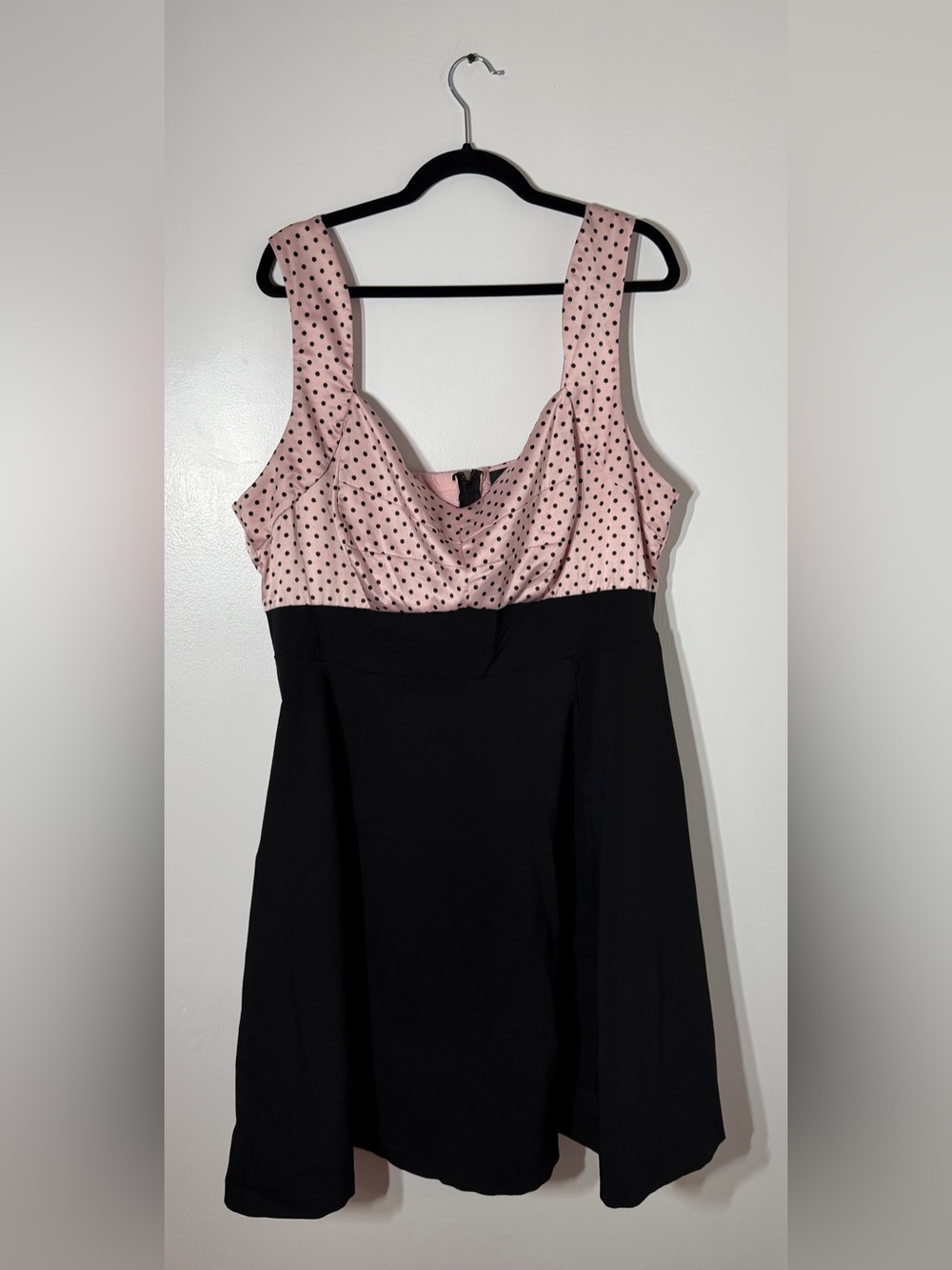 Torrid Size 22 Pink Polka Dot Black Fit & Flare Dress Retro